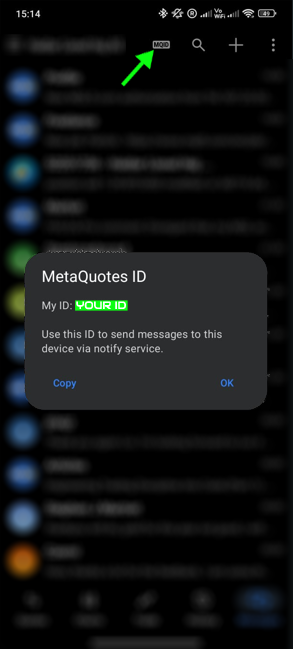 Finding MetaQuotes ID in the MT5 mobile app